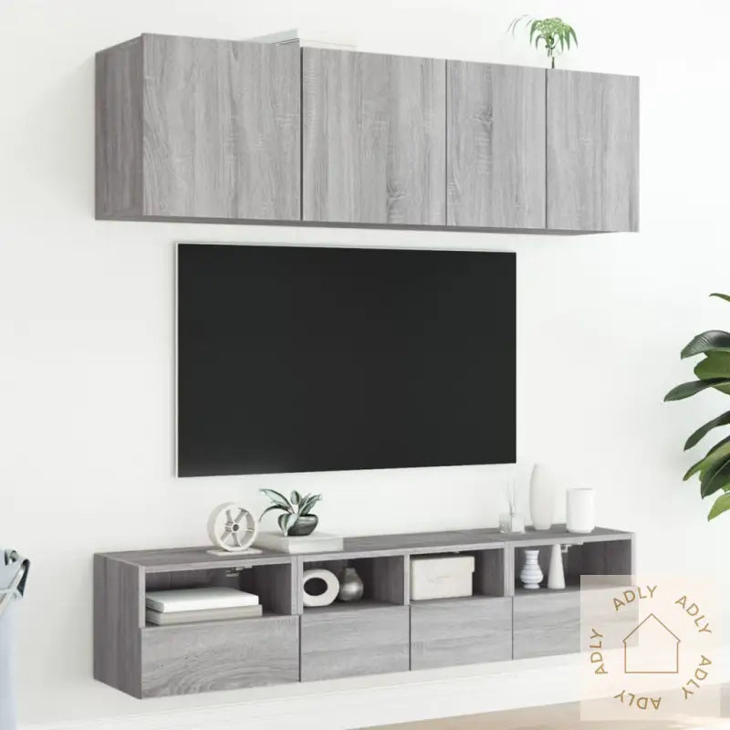 Vegghengt Tv-Benk Grå Sonoma 40X30X30 Cm Konstruert Tre