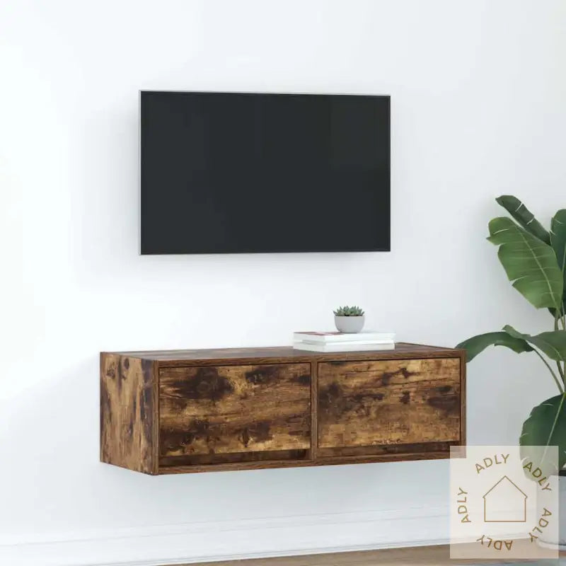 Tv-Benk Røkt Eik 80X31X25,5 Cm Konstruert Tre