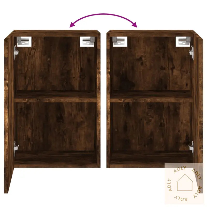 Vegghengt Tv-Benk Røkt Eik 40,5X30X60 Cm Konstruert Tre