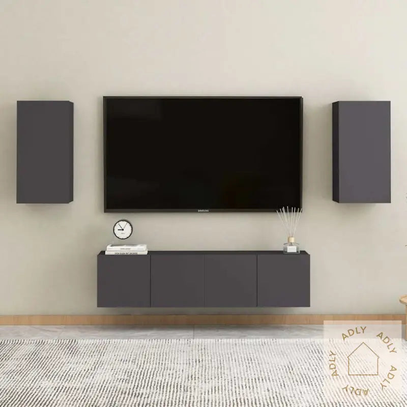 Tv-Benk Grå 30,5X30X60 Cm Sponplate