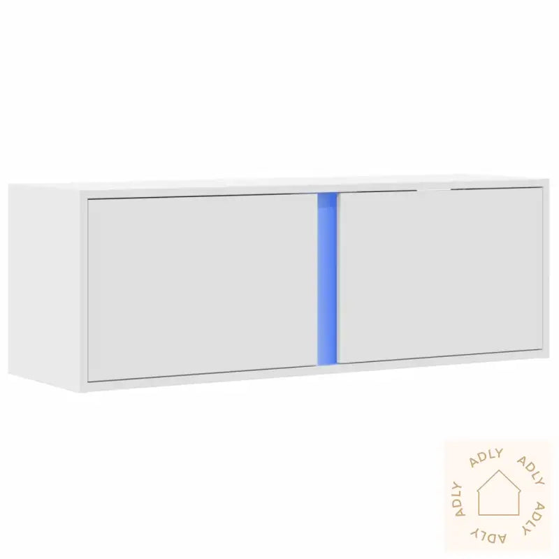 Vegghengt Tv-Benk Med Led Hvit 100X31X35 Cm