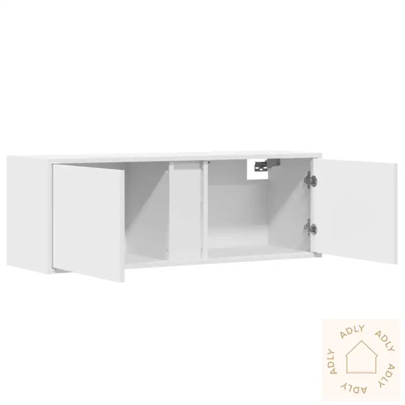 Vegghengt Tv-Benk Med Led Hvit 100X31X35 Cm