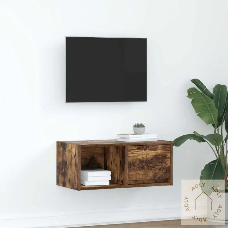 Tv-Benk Røkt Eik 60X31X25,5 Cm Konstruert Tre