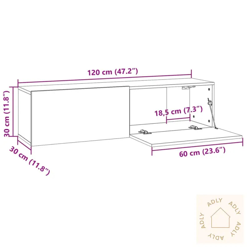 Tv-Benk Røkt Eik 120X30X30 Cm Konstruert Tre