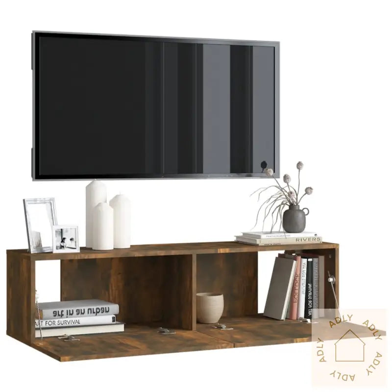 Tv-Benk Røkt Eik 120X30X30 Cm Konstruert Tre