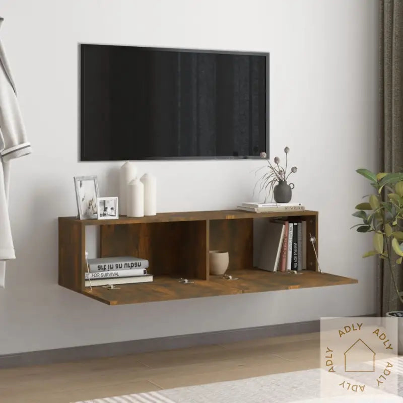 Tv-Benk Røkt Eik 120X30X30 Cm Konstruert Tre
