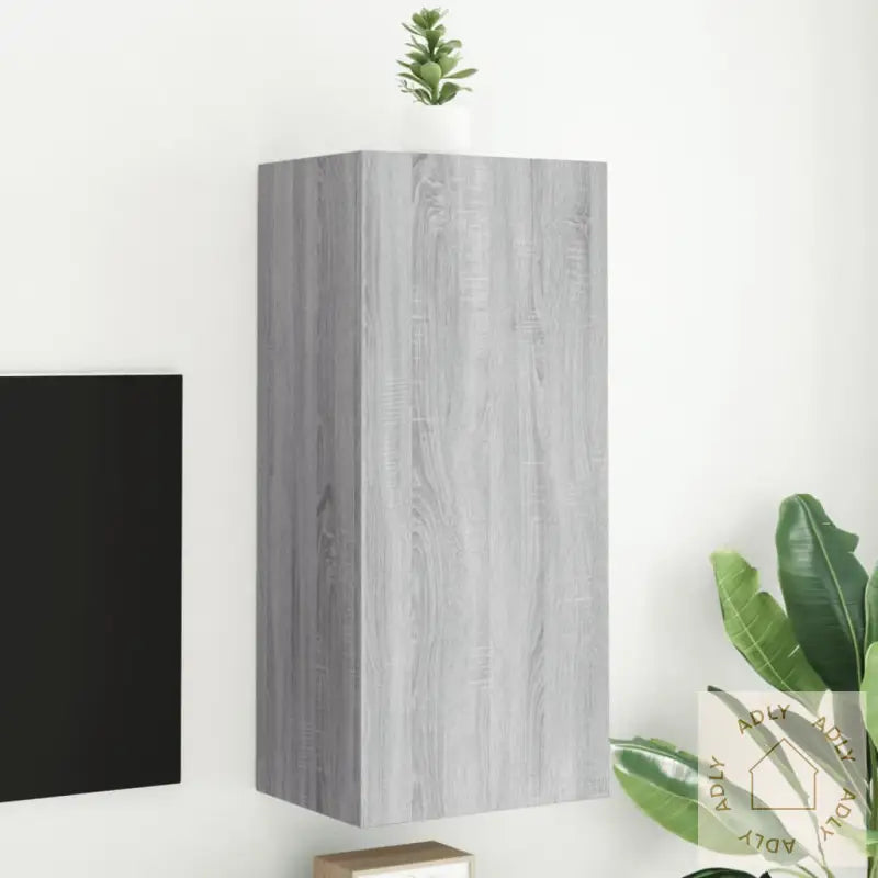 Vegghengt Tv-Benk Grå Sonoma 40,5X30X90 Cm Konstruert Tre