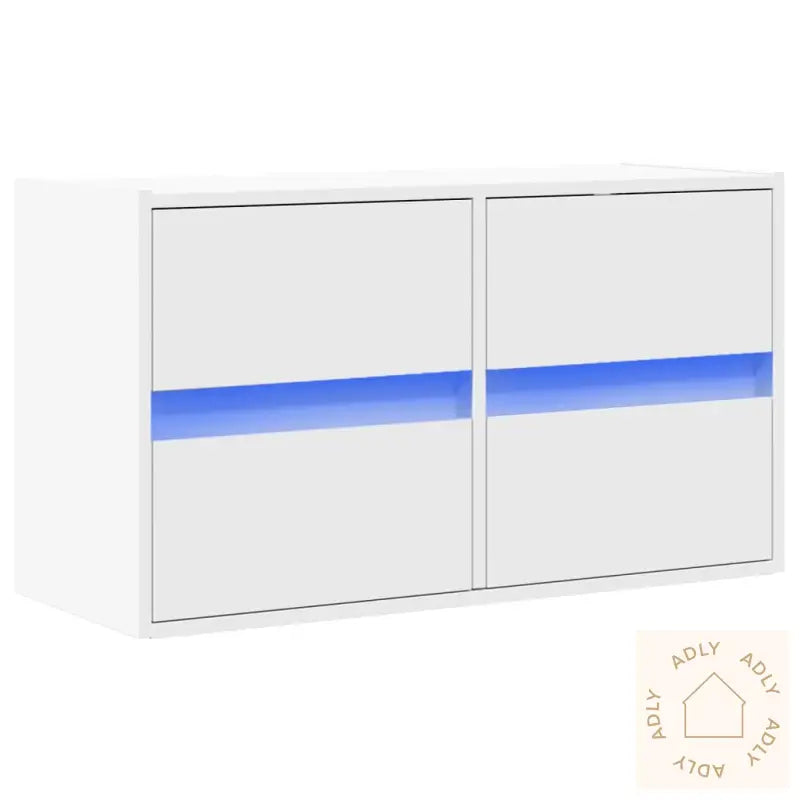 Vegghengt Tv-Benk Med Led Hvit 80X31X45 Cm