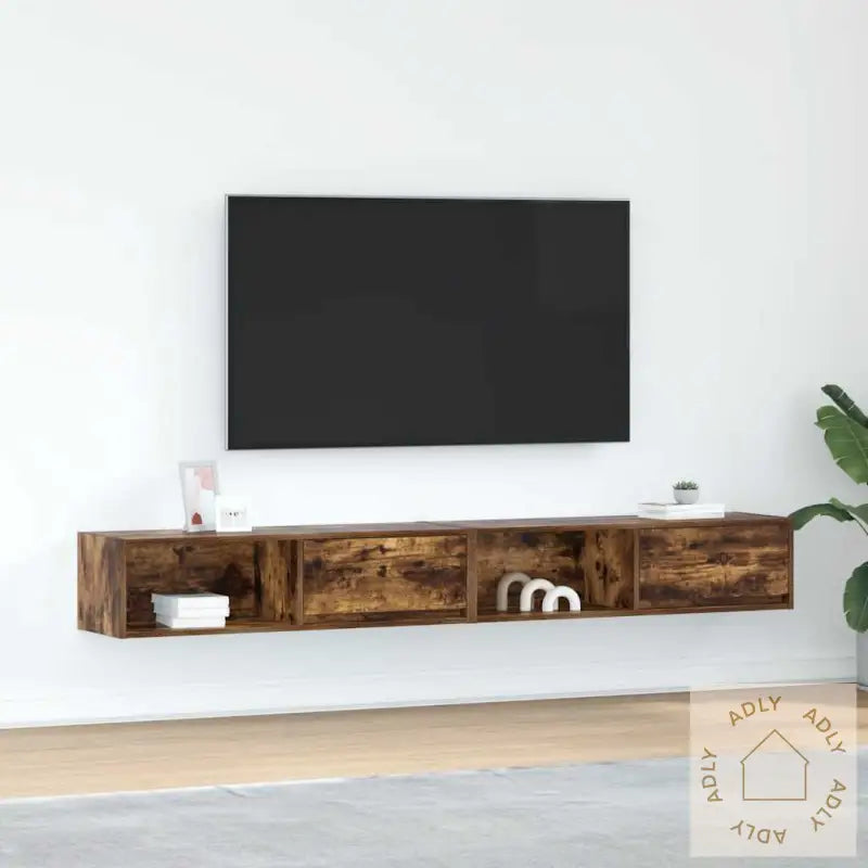 Tv-Benker 2 Stk Røkt Eik 100X31X25,5 Cm Konstruert Tre