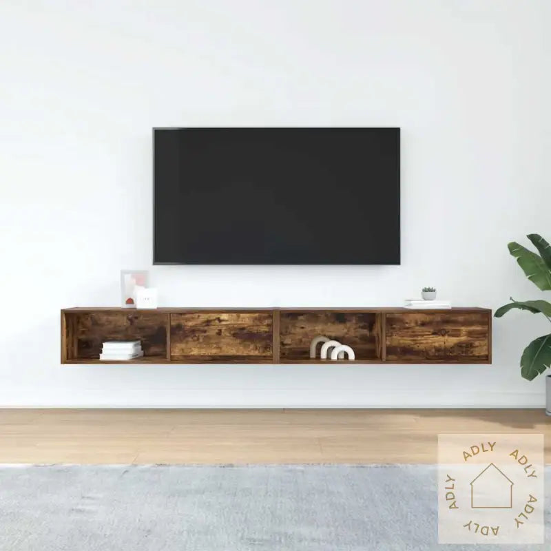 Tv-Benker 2 Stk Røkt Eik 100X31X25,5 Cm Konstruert Tre