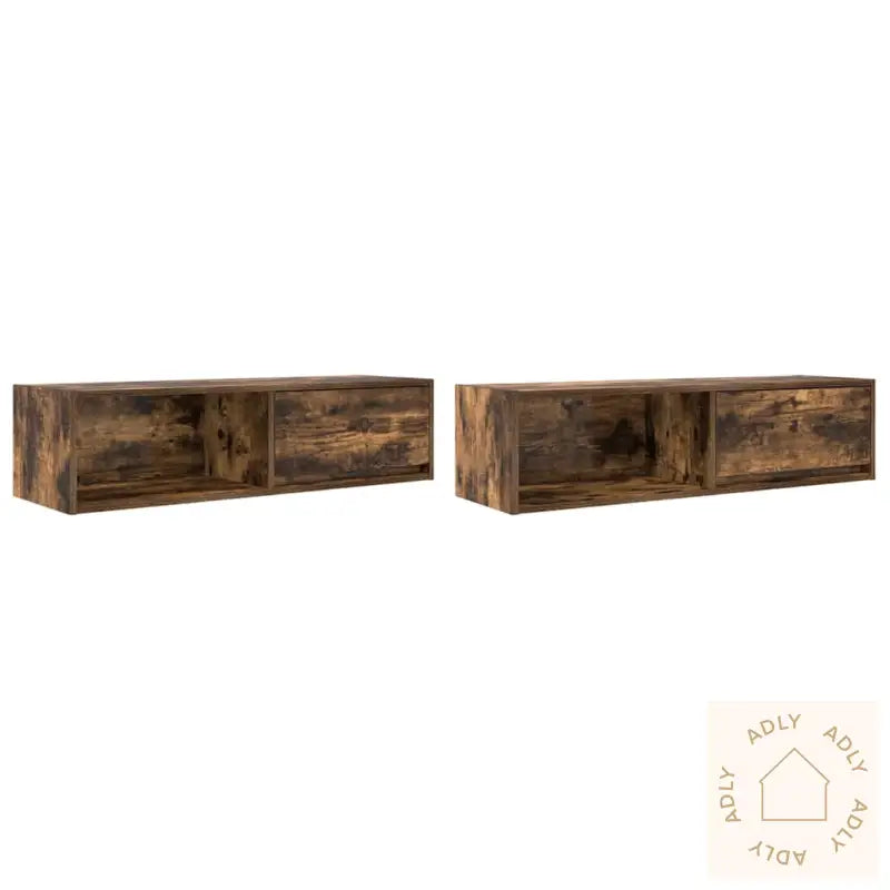 Tv-Benker 2 Stk Røkt Eik 100X31X25,5 Cm Konstruert Tre