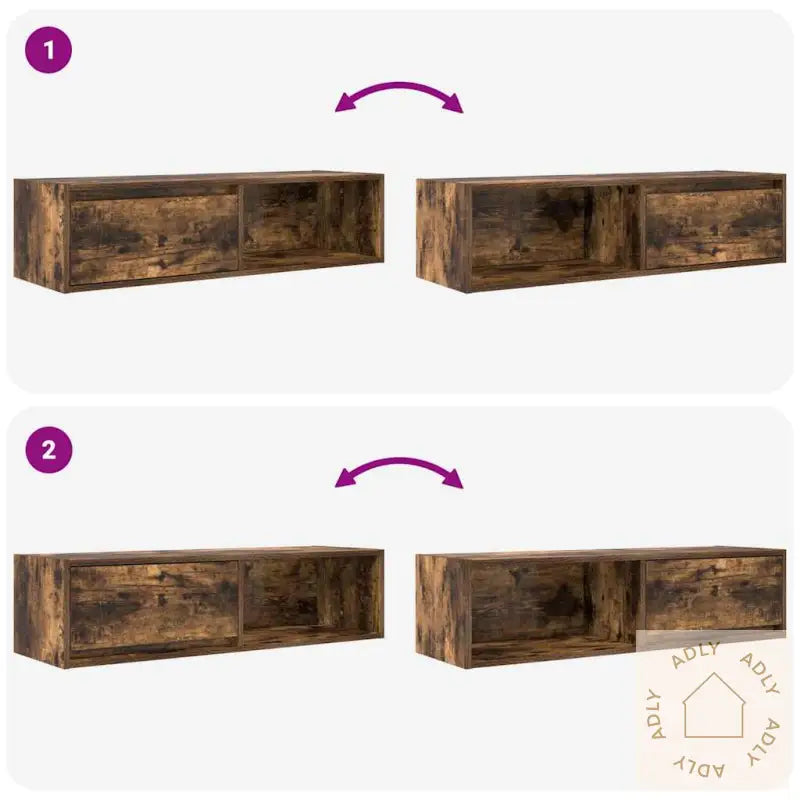 Tv-Benker 2 Stk Røkt Eik 100X31X25,5 Cm Konstruert Tre