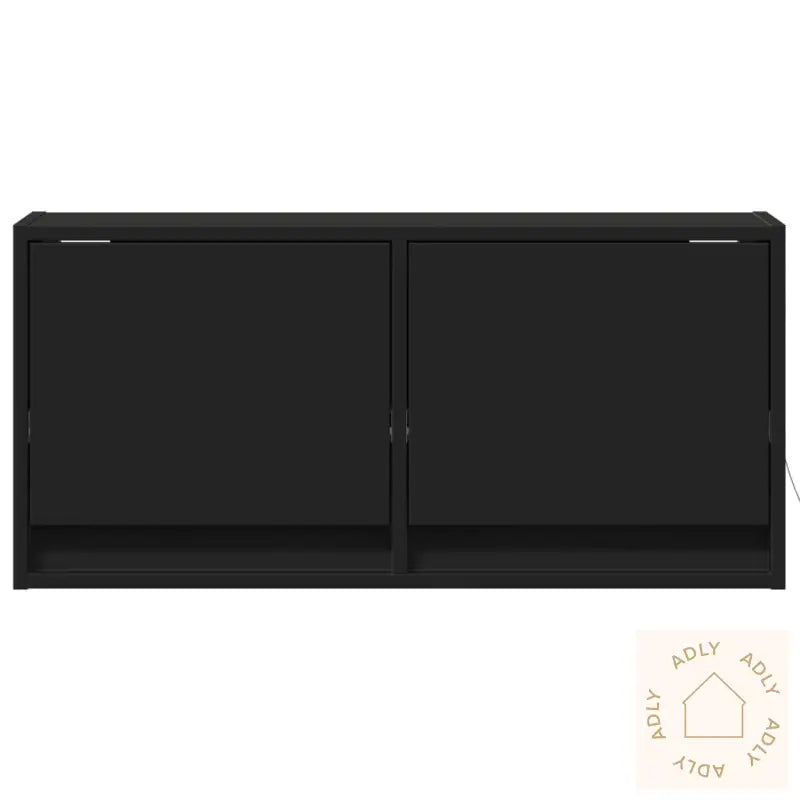 Vegghengt Tv-Benk Med Led Svart 80X31X35 Cm