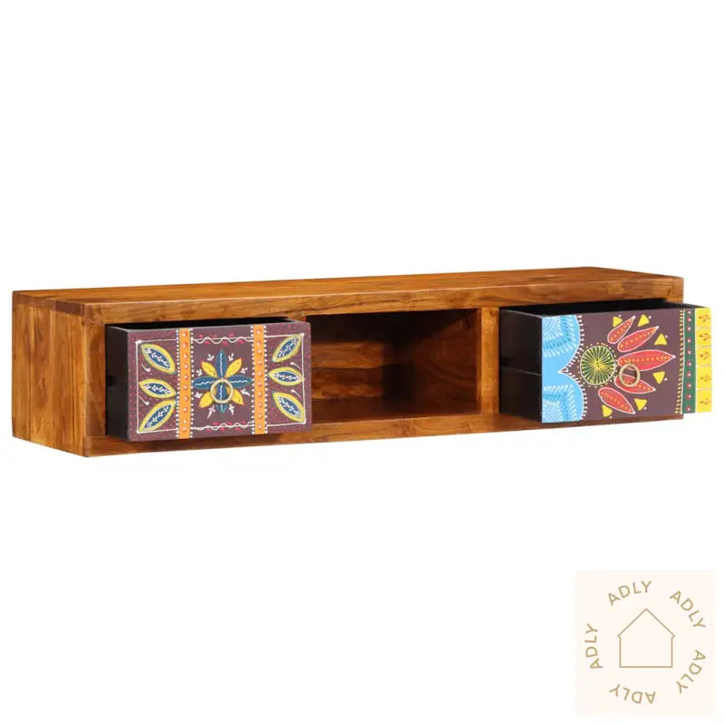 Veggmontert Tv-Skap Flerfarget 100X30X22 Heltre Akasie
