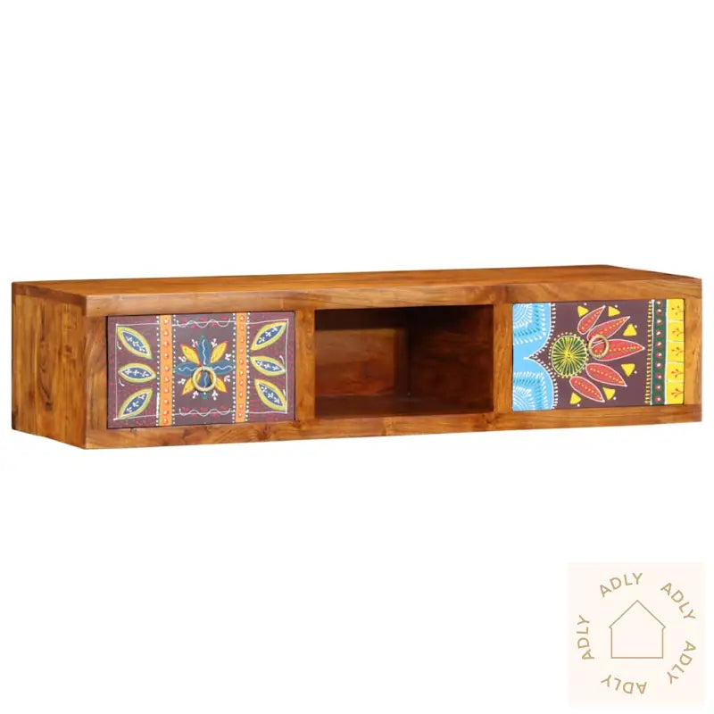 Veggmontert Tv-Skap Flerfarget 100X30X22 Heltre Akasie