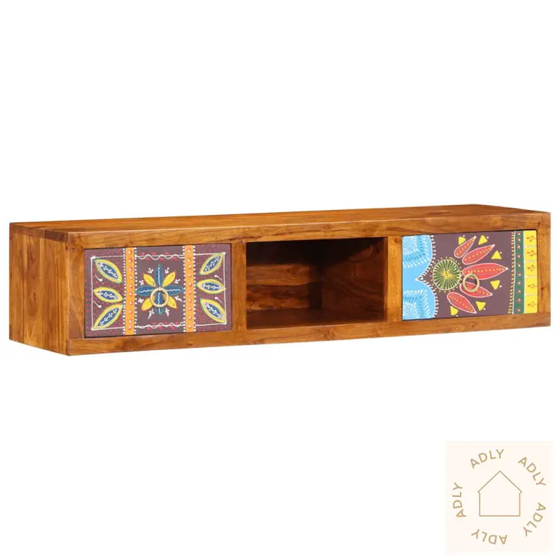 Veggmontert Tv-Skap Flerfarget 100X30X22 Heltre Akasie