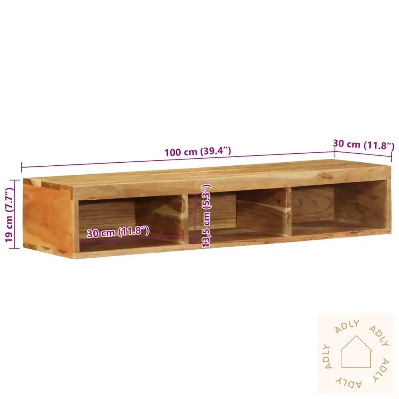 Veggmontert Tv-Benk 100X30X19 Cm Heltre Akasie
