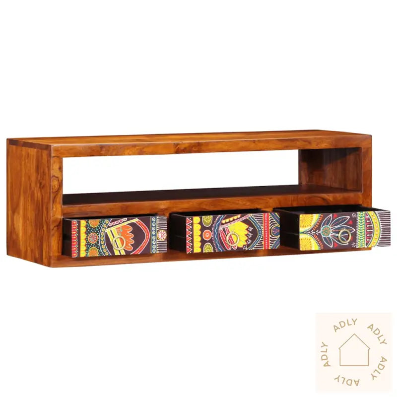 Veggmontert Tv-Skap Flerfarget 90X30X30 Heltre Akasie