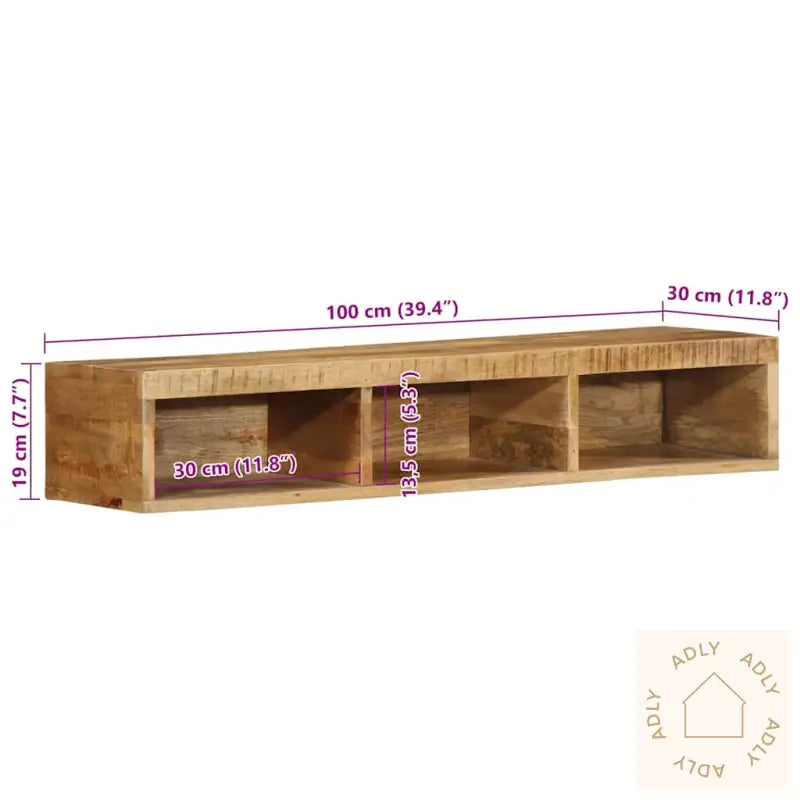 Veggmontert Tv-Benk 100X30X19 Cm Grovt Heltre Mangotre