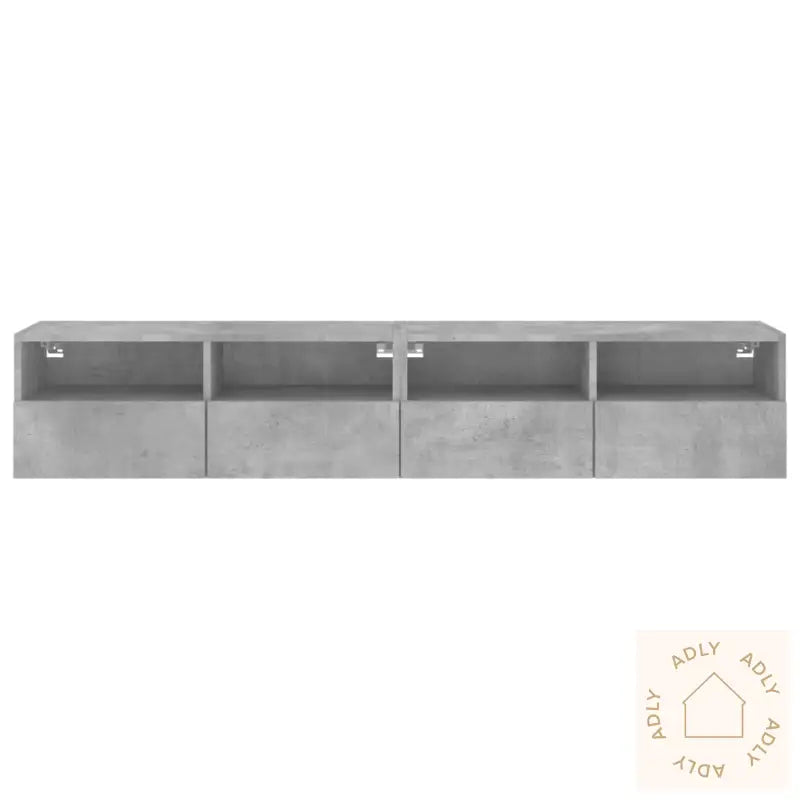 Vegghengte Tv-Benker 2 Stk Betonggrå 80X30X30 Cm Konstruert Tre