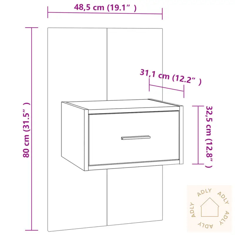 Vegghengte Nattbord 2 Stk Hvit