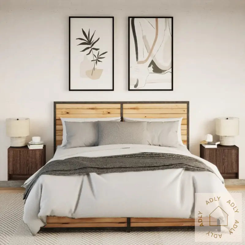 Vegghengte Nattbord Med Led-Lys 2 Stk Brun Eik