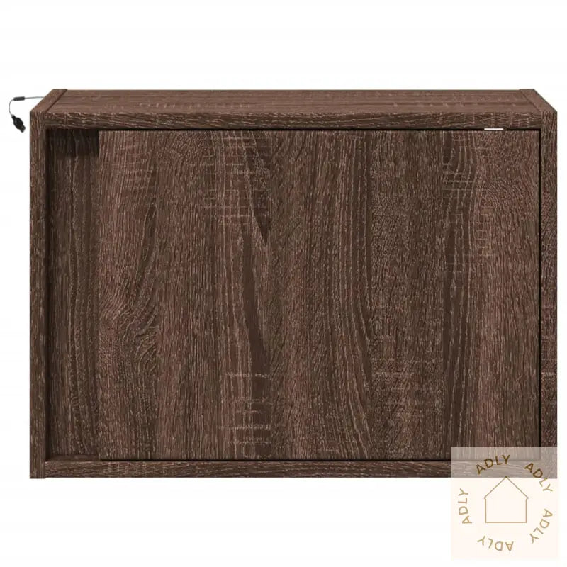 Vegghengte Nattbord Med Led-Lys 2 Stk Brun Eik