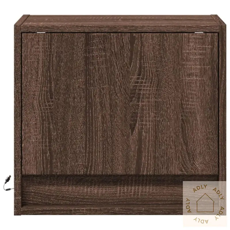 Vegghengte Nattbord Med Led-Lys 2 Stk Brun Eik