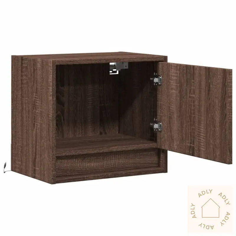 Vegghengte Nattbord Med Led-Lys 2 Stk Brun Eik