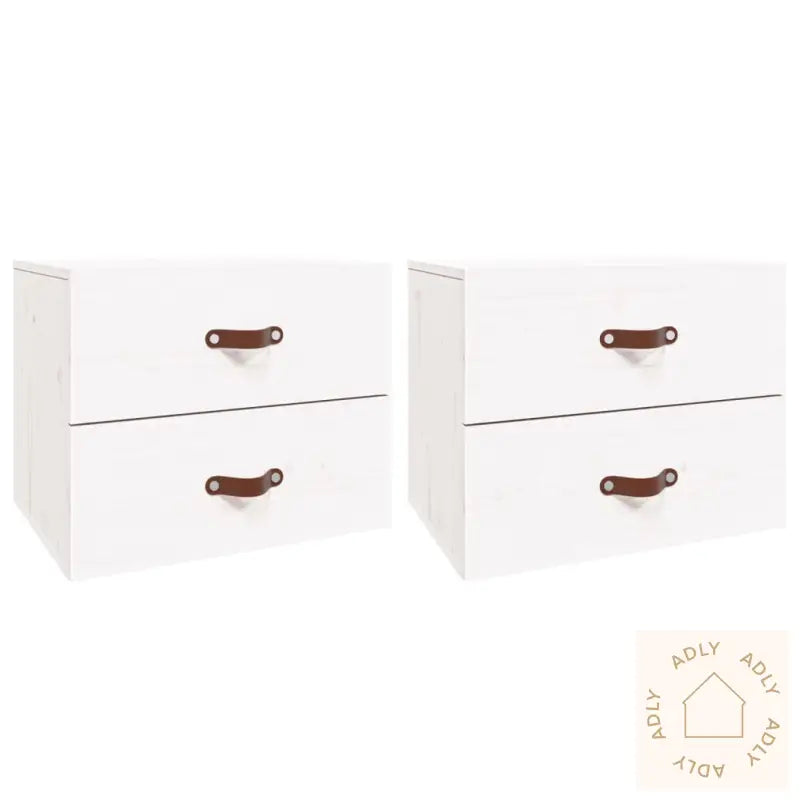 Veggmonterte Nattbord 2 Stk Hvit 50X36X40 Cm