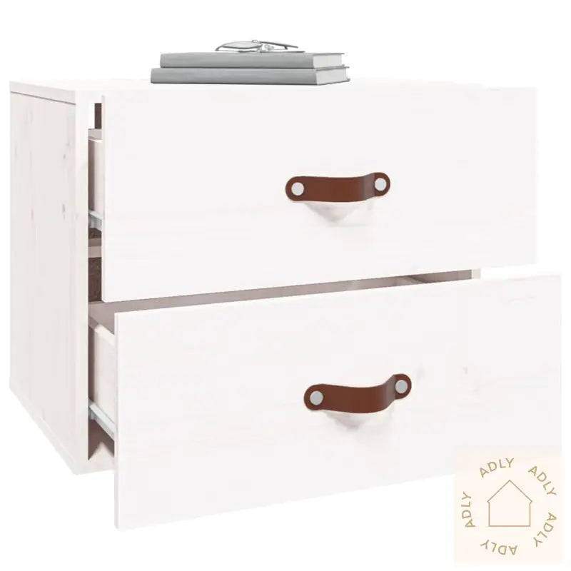 Veggmonterte Nattbord 2 Stk Hvit 50X36X40 Cm