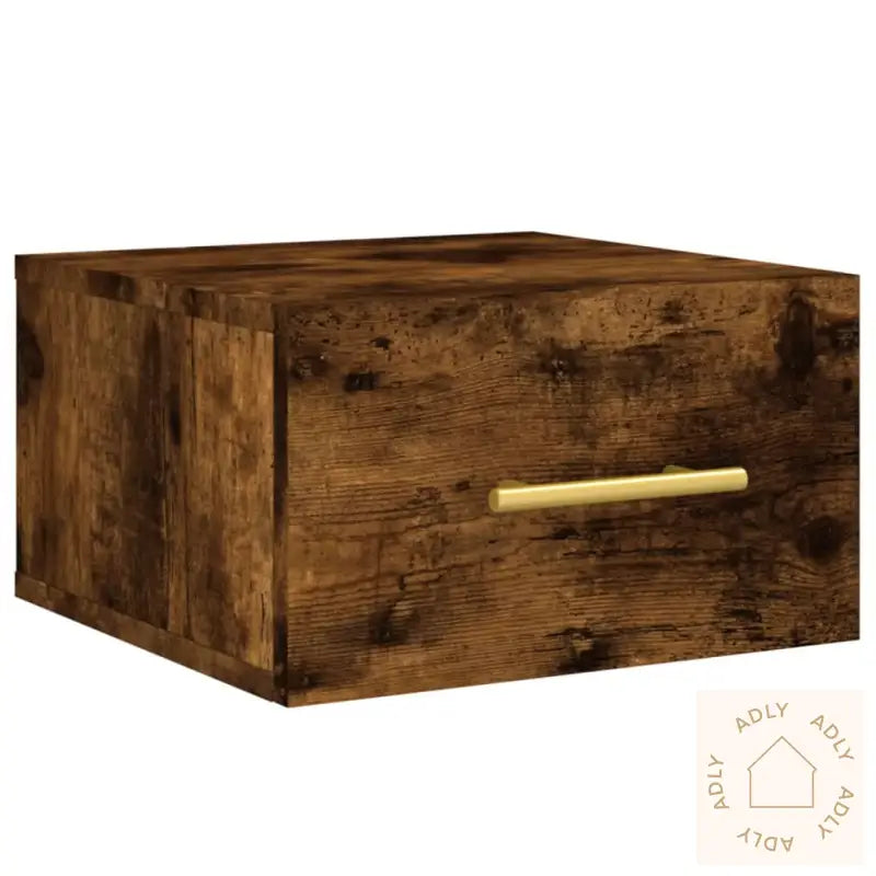 Veggmonterte Nattbord 2 Stk Røkt Eik 35X35X20 Cm