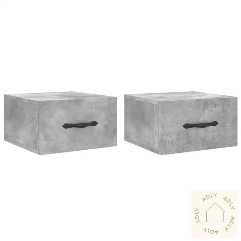 Veggmonterte Nattbord 2 Stk Betonggrå 35X35X20 Cm