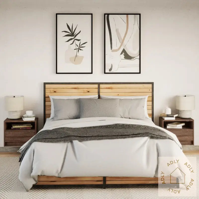 Vegghengte Nattbord Med Led-Lys 2 Stk Brun Eik