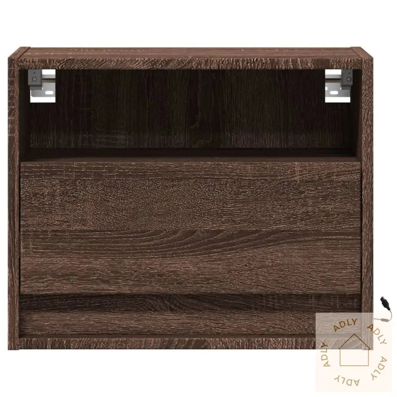 Vegghengte Nattbord Med Led-Lys 2 Stk Brun Eik
