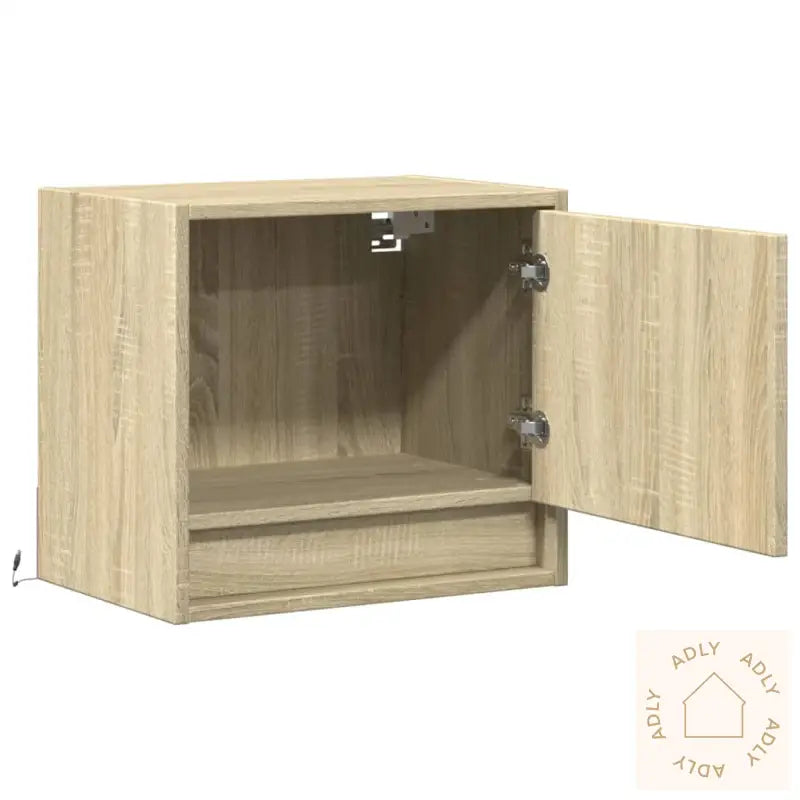 Vegghengte Nattbord Med Led-Lys 2 Stk Sonoma Eik