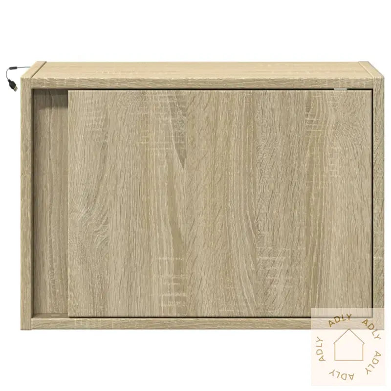 Vegghengte Nattbord Med Led-Lys 2 Stk Sonoma Eik