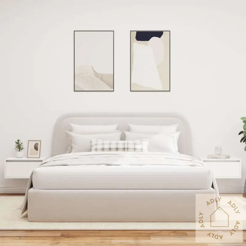 Vegghengte Nattbord Med Led-Lys 2 Stk Hvit