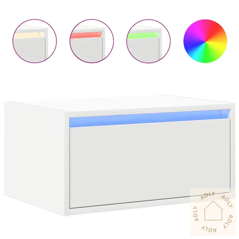 Vegghengte Nattbord Med Led-Lys 2 Stk Hvit