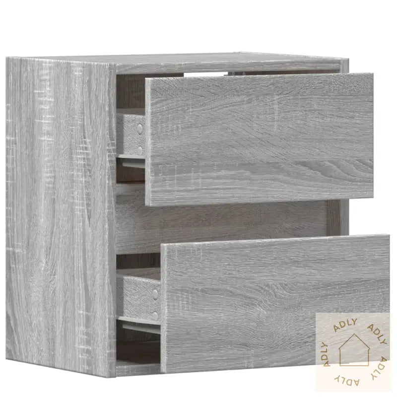 Vegghengte Nattbord Med Led-Lys 2 Stk Grå Sonoma