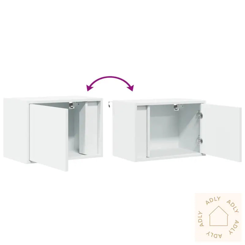 Vegghengte Nattbord Med Led-Lys 2 Stk Hvit