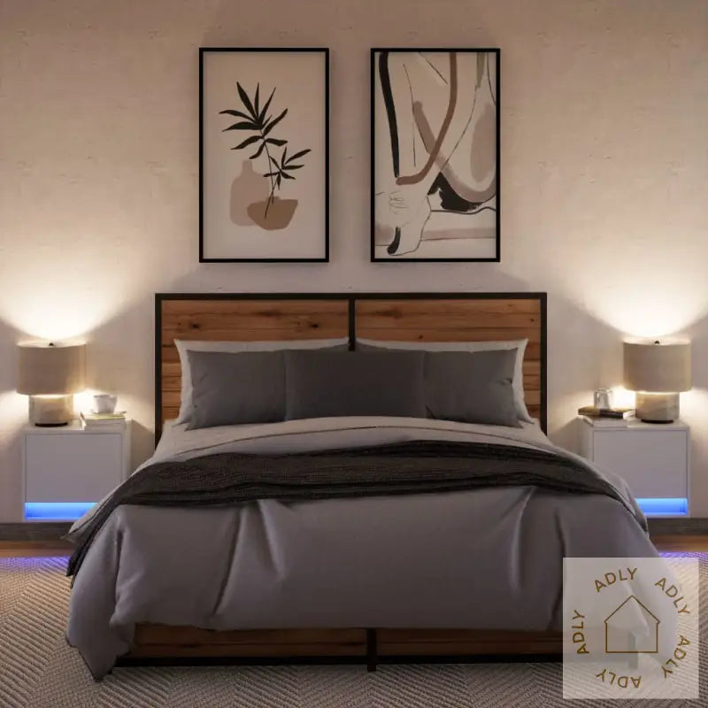 Vegghengte Nattbord Med Led-Lys 2 Stk Hvit