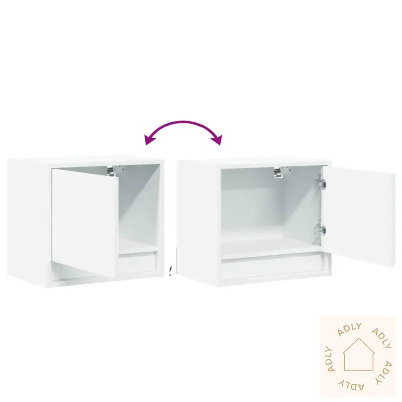 Vegghengte Nattbord Med Led-Lys 2 Stk Hvit