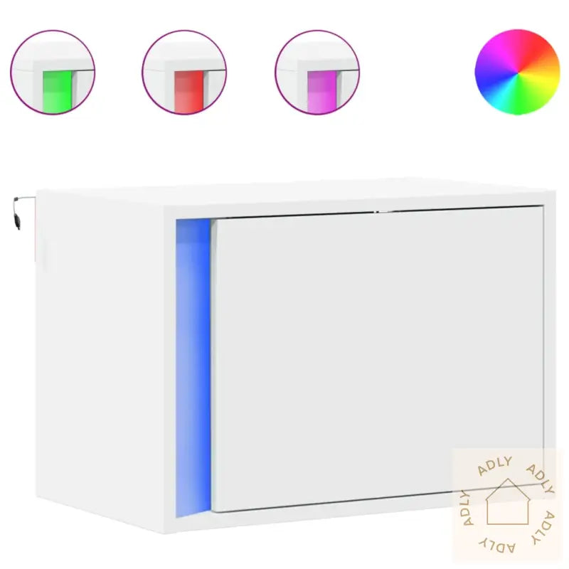 Vegghengte Nattbord Med Led-Lys 2 Stk Hvit