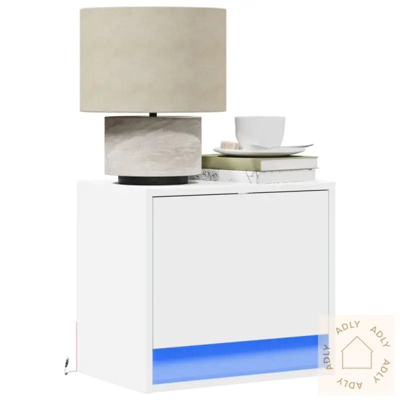 Vegghengte Nattbord Med Led-Lys 2 Stk Hvit