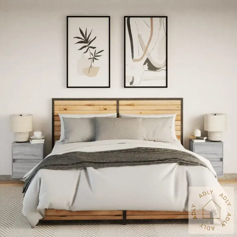 Vegghengte Nattbord Med Led-Lys 2 Stk Grå Sonoma