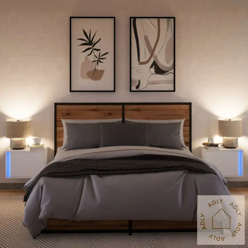 Vegghengte Nattbord Med Led-Lys 2 Stk Hvit