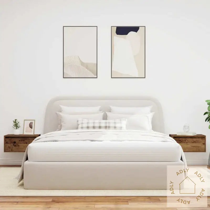 Vegghengte Nattbord Med Led-Lys 2 Stk Gammelt Tre