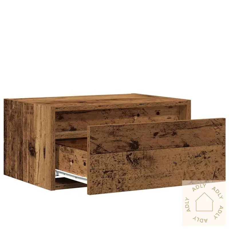 Vegghengte Nattbord Med Led-Lys 2 Stk Gammelt Tre