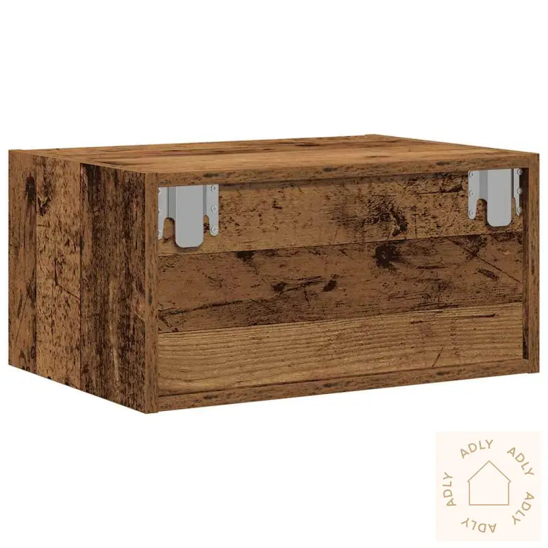 Vegghengte Nattbord Med Led-Lys 2 Stk Gammelt Tre